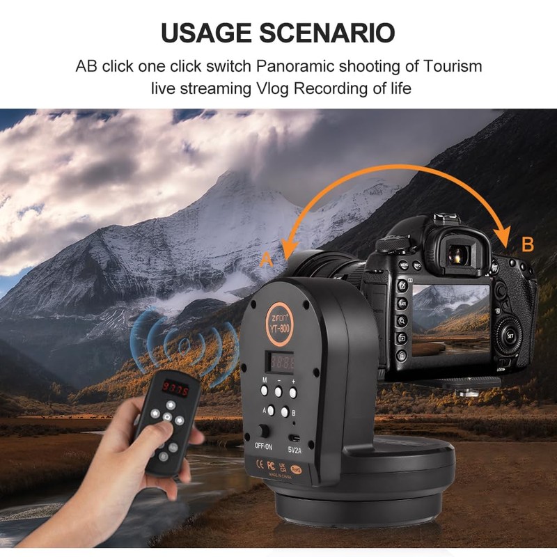 Panorama Shooting Motorized Panoramic Head, AB Position Setting, Fit Tripod,