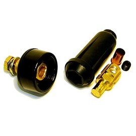 WeldingCity Dinse-Type Twist-Lock Insulated Male Connector and Panel Socket for Welding Cable AWG 1/0-3/0 (50-70mm)