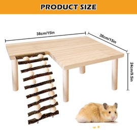 Hamster Climbing Platform, Hamster Wooden Toy Hamster Platform Climbing Frame Hamster Play Platform Made of Wood Climbing Ladder Wooden Platform Hamster Platform with Ladder for Hamster Gerbil
