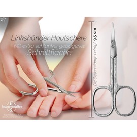 Left-Handed Cuticle Scissors with Curved Cutting Surface - Professional Nail Cuticle Scissors for Precise Removal of Cuticles with Case for Storage