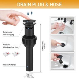 SENYUEE 8 Inch Bathroom Faucet 3 Hole Black, Widespread Bathroom Sink Faucet Two Handles Vanity Bathtubs Faucets with Pop Up Drain, 360° Rotating Spout