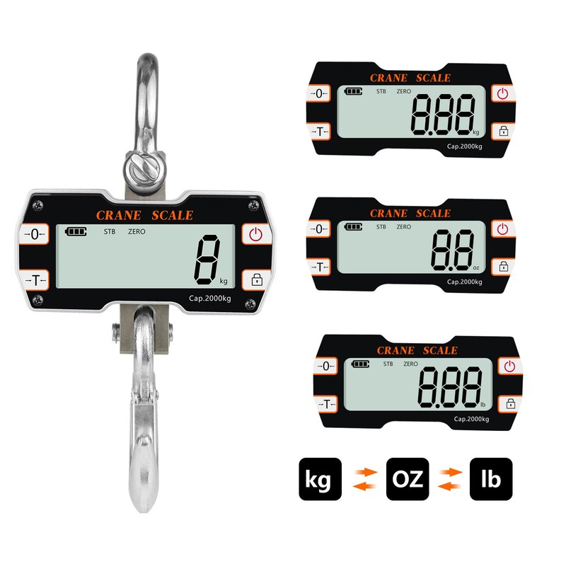 Hyindoor 2000kg 4400lb Crane Scale, 2 Ton Digital Hanging Scale