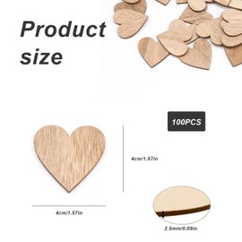 YFaith 100 Pcs 40mm Wooden Heart Lettering Wedding Decoration Valentines Birthday