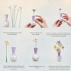 Mini Ceramic Vase with 5 Removable Porcelain Flowers, Purple Crystal