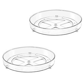 ERBO Pack of 2 Turntable Organiser, 27 cm, Turntable Fridge Organiser, 360° Fridge Turntable, Rotating Plate, Spice Holder, Rotating Organiser for Kitchen, Pantry, Cupboard, Dresser