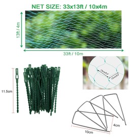 13Ft x 33Ft Anti Bird Protection Mesh Garden Netting Seedlings Plants Flowers Fruit Trees Vegetables from Rodents Deer Reusable Fencing, Green