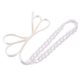 WEZTEZ Pearl Wedding Belt Handmade Bridal Sash for Woman,Wedding Dress Belt Bride Belt Sash For Wedding(Ivory)