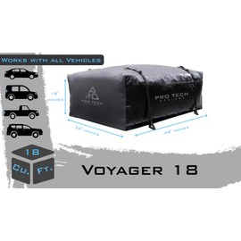Voyager 18 Cubic Feet Waterproof Car Topper Luggage Carrier - Cargo Carrier for Top of Vehicle, Rooftop Cargo Bag Use with or Without Roof Rack, UV-Protected, 48 x 36 x 18 in, 4 Straps Included