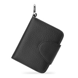 SENDEFN Women's Small Purse with RFID Protection, Mini Short Purse Women's Leather with Zip Wallet, Coin Compartment Purse Women, Midnight Black, rfid wallet