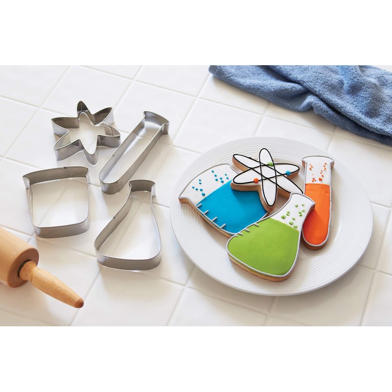 Fox Run Science Cookie Cutter Set, Chemistry Lab Cookie Cutters,