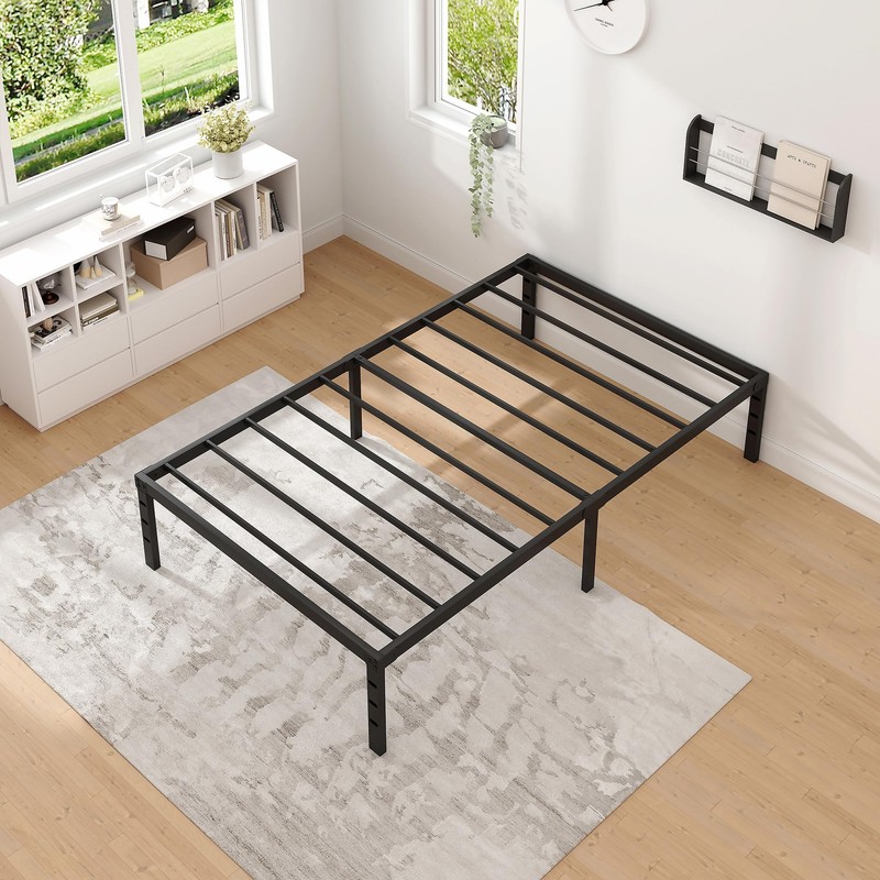 NEW JETO Metal Bed Frame,Twin Size Bed Frame with Storage
