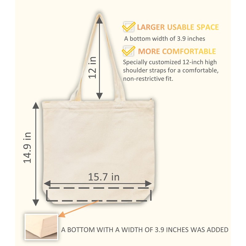 PN.HCNMTFB - Bolsa de lona con 1 bolsillo interior, cierre,