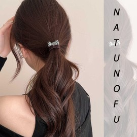Natunofu Hair Tie, Black, Hair Ties, Hair Ornament, Ribbon, Hair Accessory, Stylish, Adult, No-Mark Hair Tie, Cute, Rubber, Adult, Stylish, Ribbon Rubber, Ribbon Rubber, Bowknot, Hair Ornament, Hair