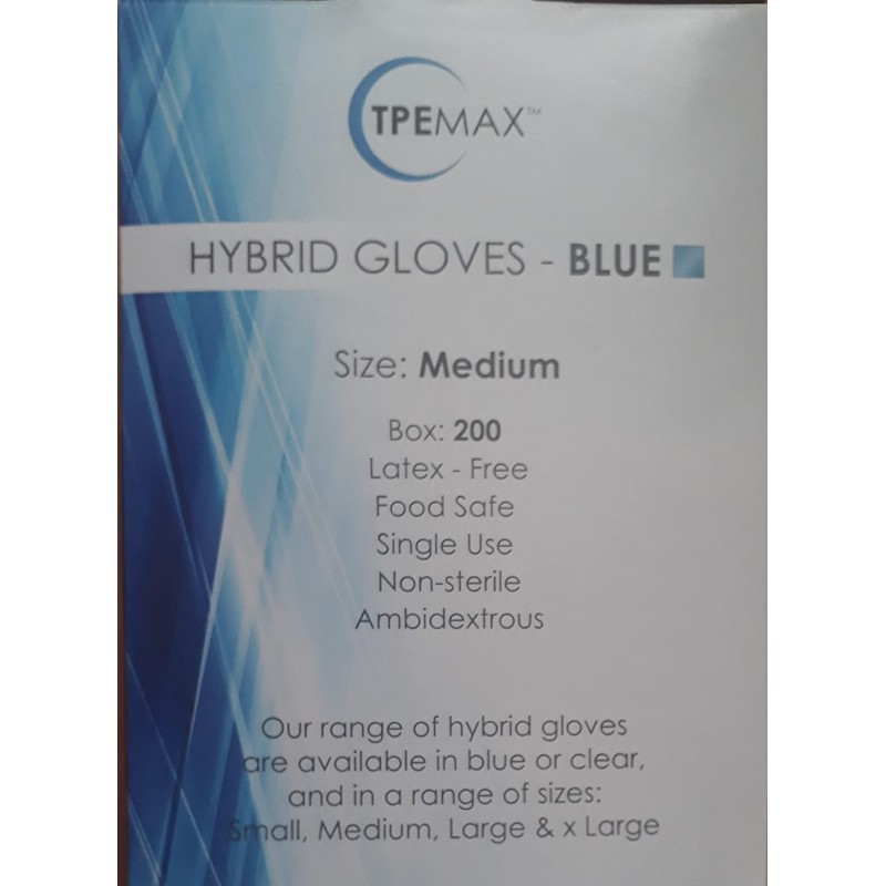 TPEMAX Latex-Free Hybrid Blue Colour Gloves - 1 Box of