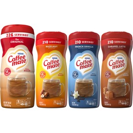 Coffee mate Powdered Creamer Variety 4 Pk, 1 of each of the following: Original, Hazelnut, French Vanilla, Caramel Latte