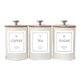 Set of 3 Coffee, Tea & Sugar Labels | matte white eco-friendly Labels for your Canisters & Jars | Waterproof, Minimalist Labels for Home Organisation