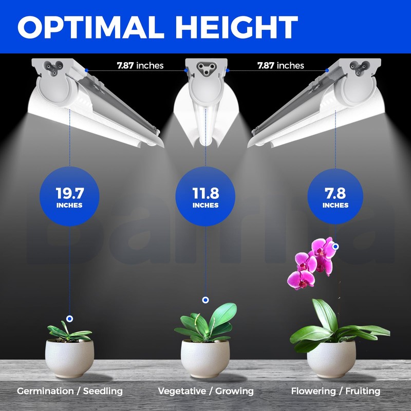 Barrina T8 Grow Lights for Indoor Plants, 5000K White Full