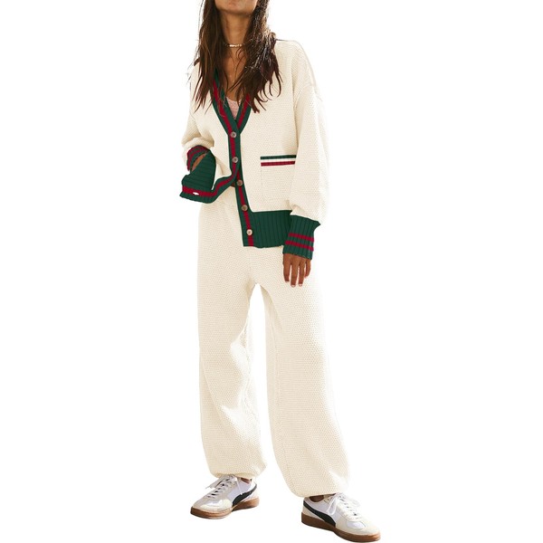 ETCYY NEW Women's 2 Piece Outfit Lounge Set Trendy Cardigan