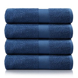 100% Cotton 4 Pack Bath Sheets Set, Premium Extra Large Bath Towels Oversized, Highly Absorbent Bath Sheet Towels for Bathroom Set, Cotton Hotel Collection Towels 35x66 - Navy