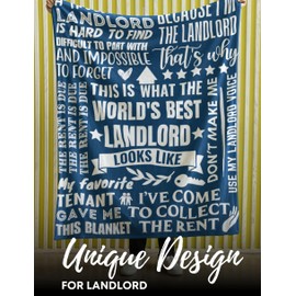 Huglanket Landlord Gifts Throws for Men Women, Funny Flannel Blanket for Landlord for Birthday, Christmas, Housrwarming Gift (50"x 65")