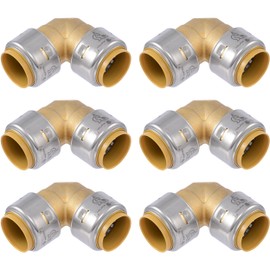 SharkBite Max 1 Inch 90 Degree Elbow, Pack of 6, Push to Connect Brass Plumbing Fitting, PEX Pipe, Copper, CPVC, PE-RT, HDPE, UR260