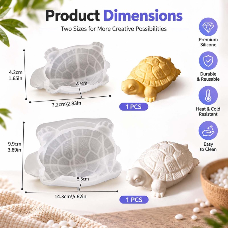 2PCS Turtle Resin Mold, Large Turtle Molds for Epoxy Resin,