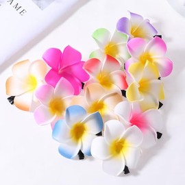 minkissy 12 Pinzas Para El Cabello De Plumeria Flores Hawaianas Accesorios De Verano Clips Decorativos Para Mujeres Playa Fiesta