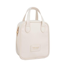 Soulagers Travel Makeup Bag,Travel Cosmetic Bags, Waterproof Cosmetic Bag, PU Leather Handheld Cosmetic Organizer with Top Handle(White)