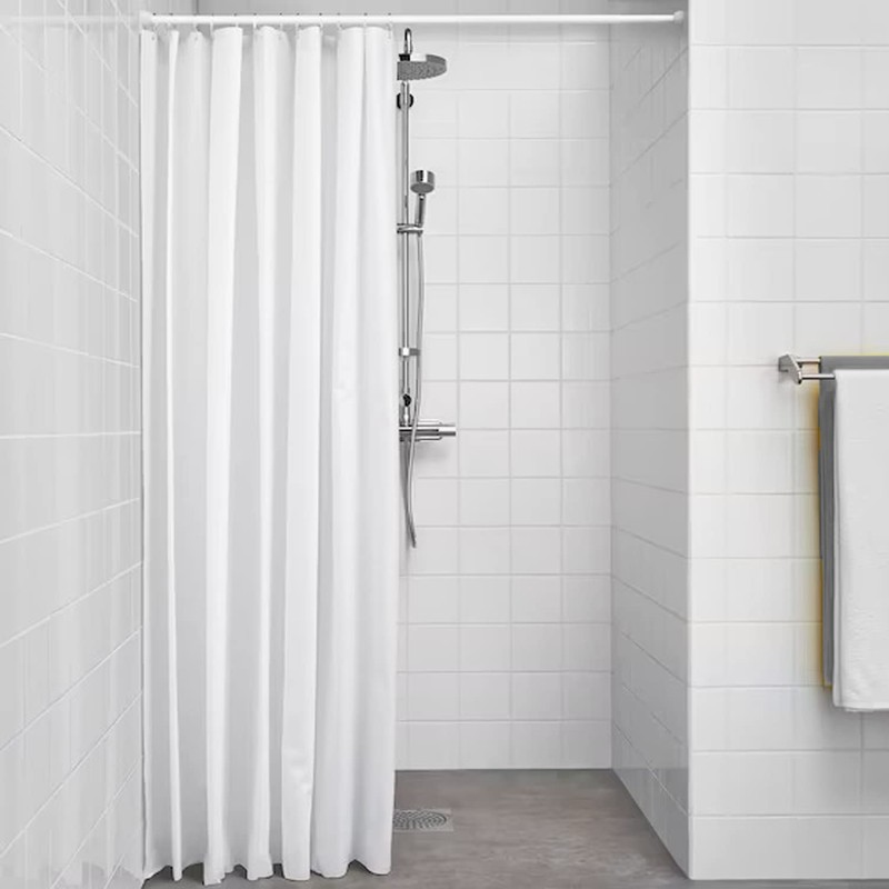 Tropik Home Narrow Width Extra Long White Bathroom Shower Curtain