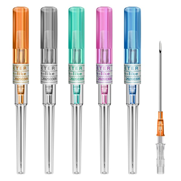Piercing Needles - Combofix 5Pcs Mixed 14/16/18/20/22 Gauge Piercing Needles IV Catheter Needles for Ear Nose Belly Navel Nipple Piercing Disposable Piercing Needles…