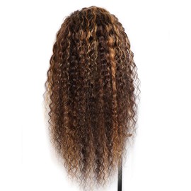 Headband Wig Human Hair Deep Wave Wig Women's Real Hair No Lace Real Hair Wig Wear and Go Glueless Wigs Human Hair Wig 150% Density Headband Wigs P4/30 Brown Wig 20 Inches (50 cm)