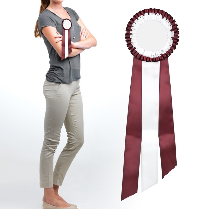 Generous Ribbon Rosette Badge Pin Winners Medal Class Trophy AwardWhite