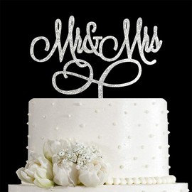 Decoración para tarta con texto en inglés «Mr and Mrs» para novia y novio (acrílico)