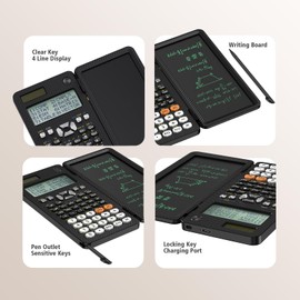 Rechargeable Scientific Calculator for Students, 991ES MAX Foldable Science Calculator with Notepad 417 Function Solar Energy Science Calculators for Middle and High School Supplies (Black)