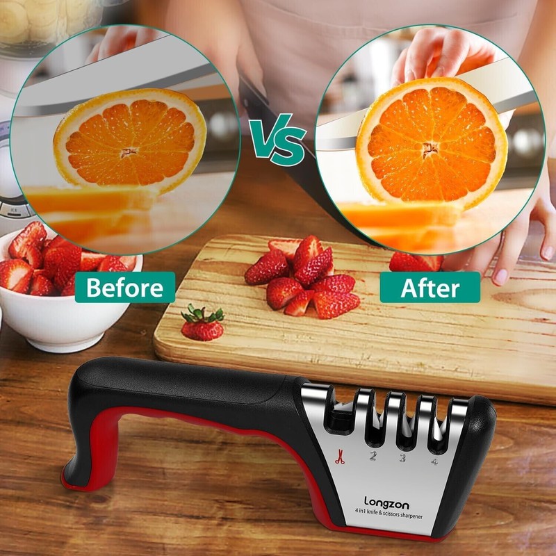 Mueller 4-in-1 Knife Sharpener [4 Stage] with a Pair of