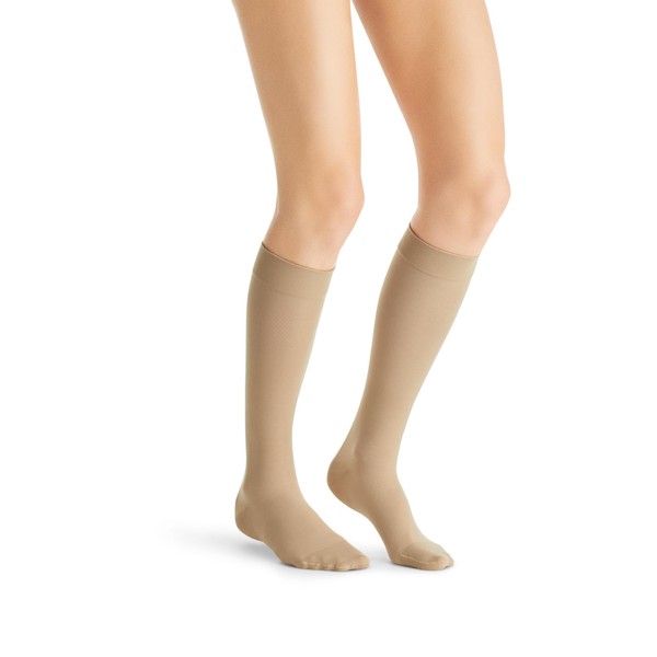 JOBST UltraSheer Knee High with SoftFit Technology Band, 15-20 mmHg Compression Stockings, Closed Toe, Large Full Calf, Natural