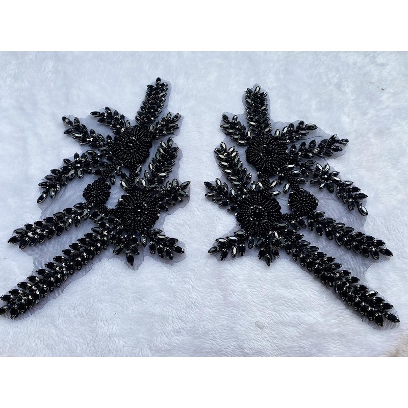 ESOSZNUA Two Colors Handmade Beaded Crystal Patches Bodice Lace DIY