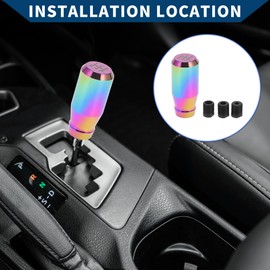 Hihaha Shift Knob with 3 Adapter/Front Gear Shifter Knob for 5 Speed Manual Transmission Vehicle/Durable Cylinder Stick Shifter Lever Knob Aluminum Alloy 7.8cm / 1 Set Assorted Color