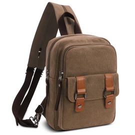 DORRISO Men's Backpack Women's Small Daypacks Fashion Chest Bag Sling Bag Canvas Shoulder Bags Messenger Bag Men Sports Bag Casual Travel School Women's Backpack, khaki, shoulder bags