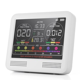 16-in-1 Air Quality Monitor Indoor with 7AQI Beep Alarm, CO2 Monitor, Air Quality Detector with PM1.0 | PM2.5 | PM10 | Temp | HUM | Formaldehyde | VOC Tester for Home Office Plant