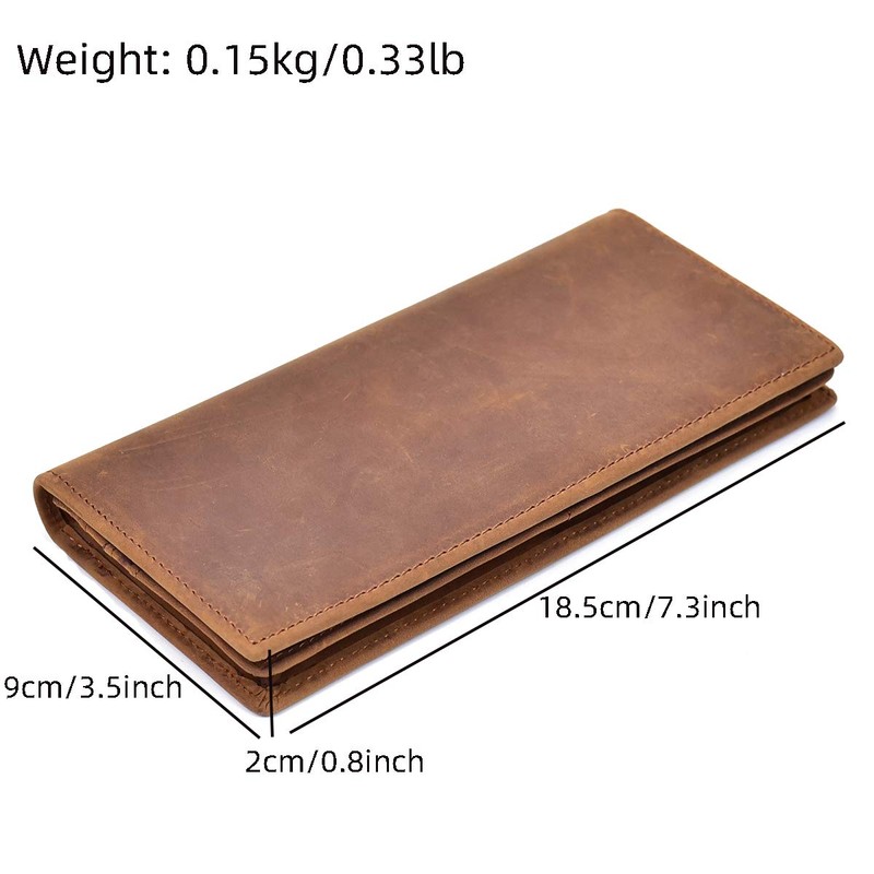 LUUFAN Men's Genuine Leather Long Wallet With Zipper Pocket Vintage