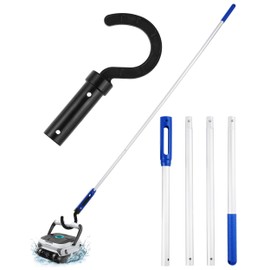 FAITIO Pool Robot Retrieval Hook - 63.8 Inch Adjustable Stainless Aluminum Pole, Heavy-Duty Detachable Hook for Pool Robot Vacuum Robotic Pool Cleaner Including Cordless/Above Ground