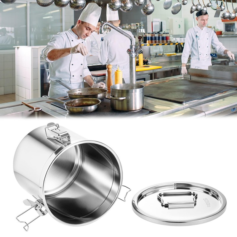 QWORK Food Storage Canisters, 6L/1.6Gal 304 Stainless Steel Flour Rice