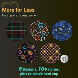 Libre 3 Plus Sensor Covers Waterproof, Amolyfe 10 Pack Freestyle Libre 3 Covers, Bump Guard with Hard Shell Cap, Breathable Glucose Sensor Latex Free CGM Adhesive Patches, 14-Day CGM Protection (Star)