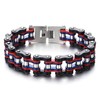 COOLSTEELANDBEYOND Masculine Style Mens Bike Chain Bracelet, Stainless Steel, Silver