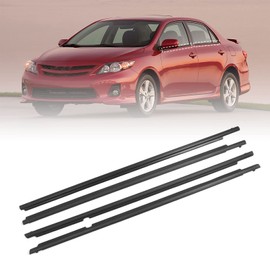 WeatherStrip Window Molding Trim Seal Belt Compatible with 2009 2010 2011 2012 Toyota Corolla Replaces 75710-02210 Black Window Weather Stripping Outside 4pcs