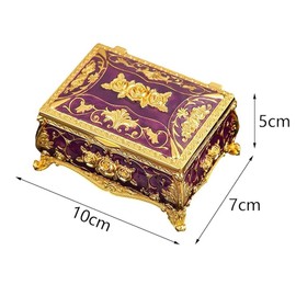 Vintage Jewelry Box, legant Jewelry Box Trinket Holder for Rings and Earrings, Zinc Alloy Jewelry Trinket Case Desktop Delicate Decorative Storage Keepsake Case for Rings Earrings Pendants Charms