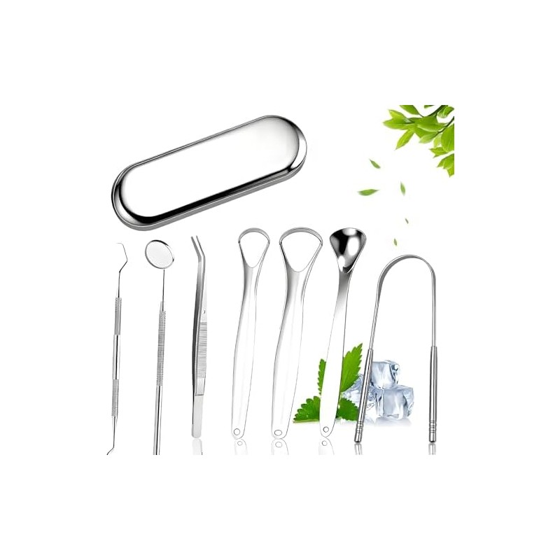 Raspador de Lengua de Acero Inoxidable Kit de 7 Piezas