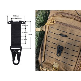 [KDTAC] Tactical Gear Molle Crash Hook/Hanging Carabiner T Mount MOLLE Webbing Battle Belt Clip Metal Keychain Vest Accessories (BK), BK