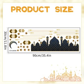 Ramadan Sticker Wall Decoration, Sticker Decoration for Wall Ramadan, Gold Moon Star Islamic Wall Decor Sticker, 3D Waterproof DIY Wall Sticker for Muslim Parties Window Sticker (B)